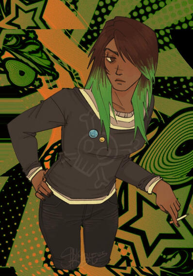 2025 (half body, full render, pattern/prop background)